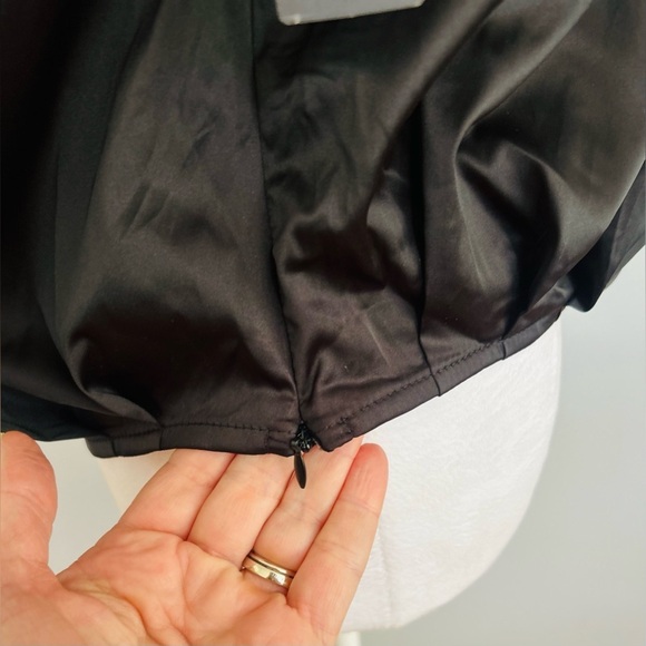 Lulu's Black Asymmetrical The Ballads One Shoulder Black Satin Blouse Size M - Picture 7 of 10